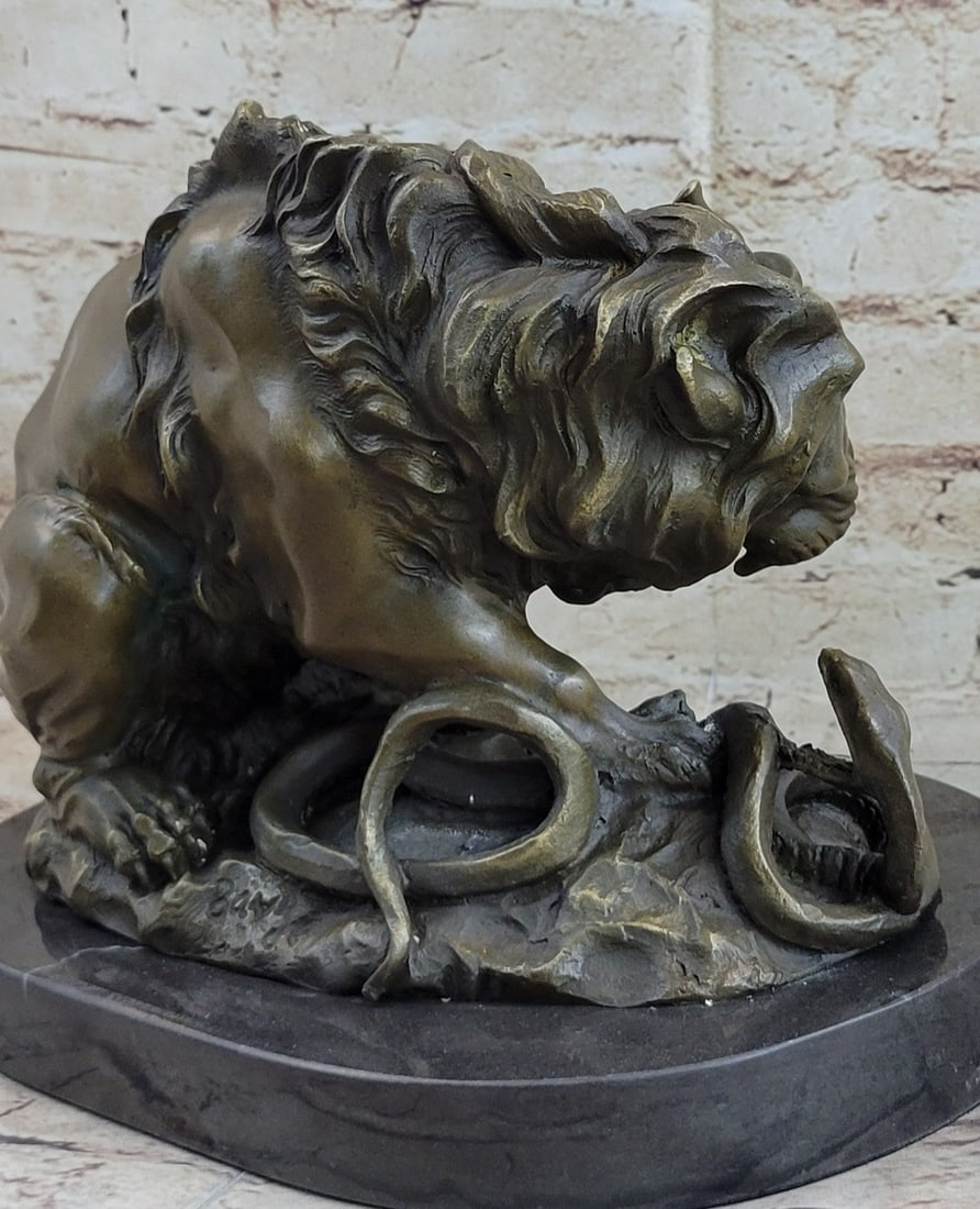 Lion and Snake Bronze Sculpture - 7