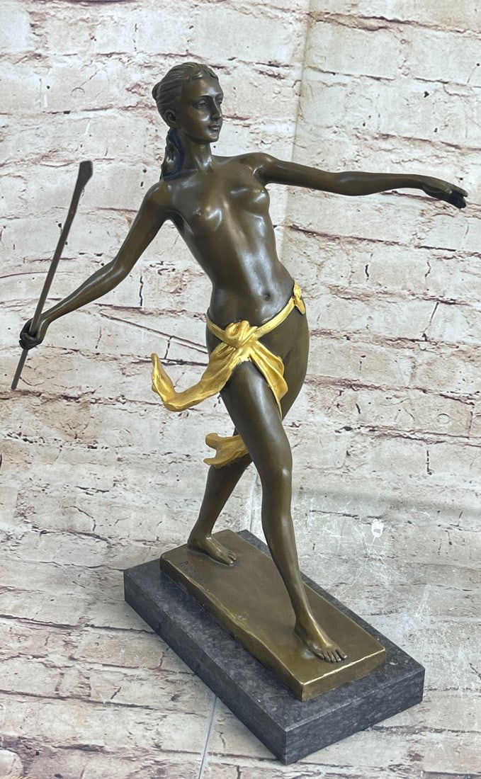 Diana Hunter Bronze Sculpture: The Amazon Queen (Hippolyta) was the fiercest of the mythological female warrior, although described as single-breasted in the story, in sculpture and art, she is always rendered with her womanly