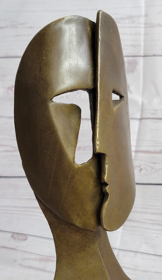 Two faces Mask Bronze Sculpture - 8