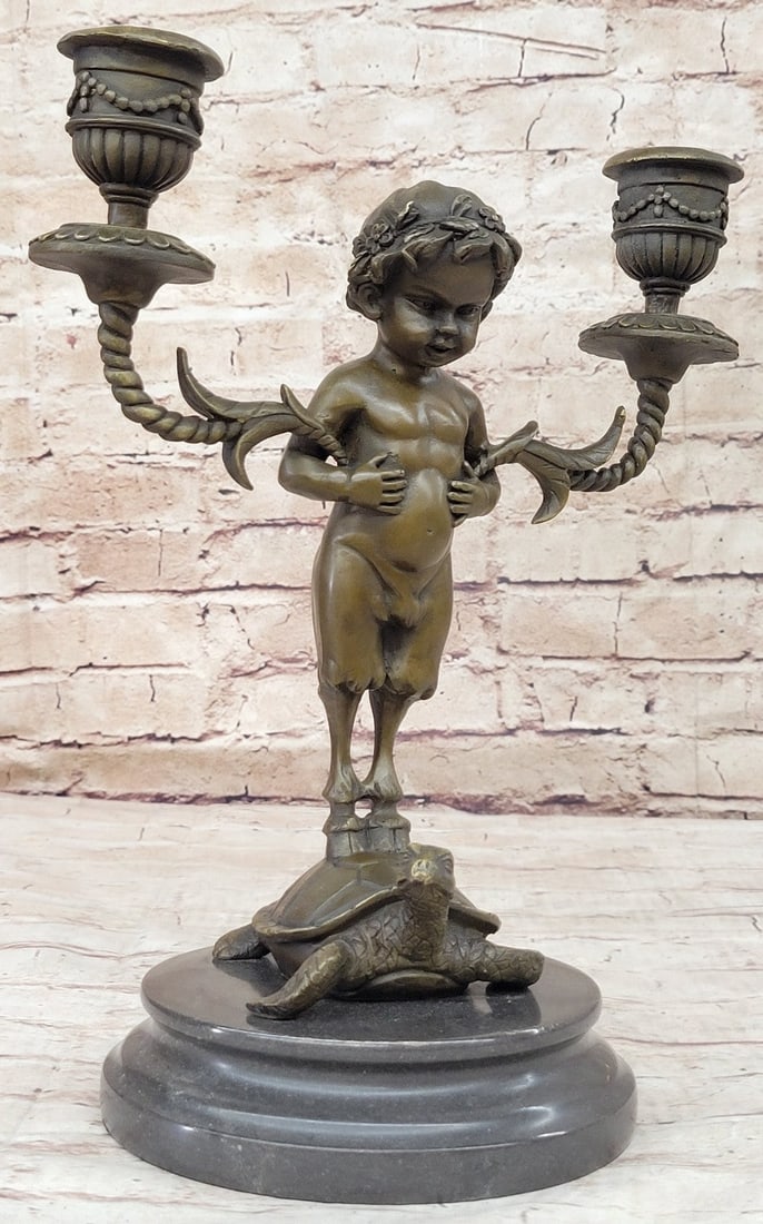 Candle Holder Bronze Statue - 3