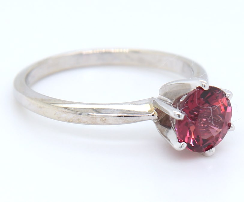 Pleasing White Gold Rhodalite Garnet Stacking Ring - 2