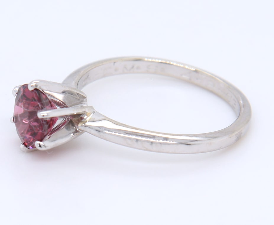 Pleasing White Gold Rhodalite Garnet Stacking Ring - 3