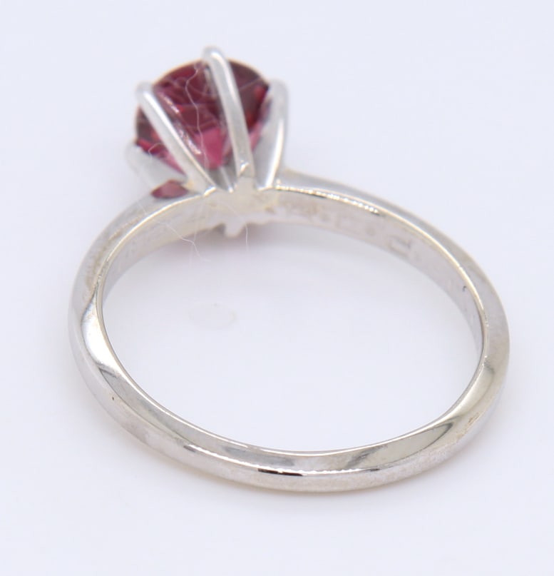 Pleasing White Gold Rhodalite Garnet Stacking Ring - 4