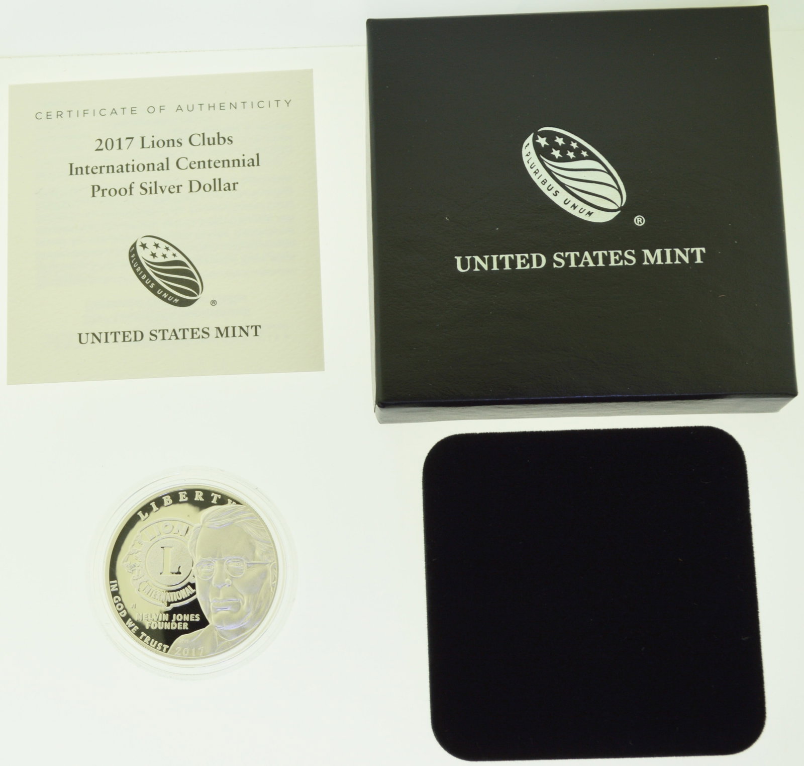 2017-P Lions Club International Centennial Silver Dollar Proof, U.S. Mint, Box & COA (1 of 3)
