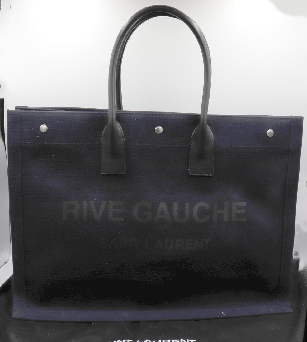 Rive Gauche Tote Bag in Linen and Leather (1 of 10)