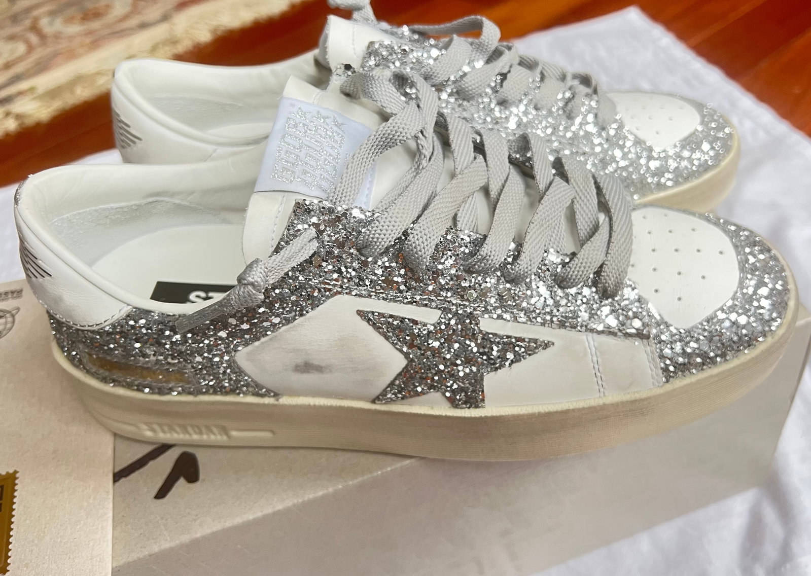 Golden Goose Woman's Sardan Sneakers with Silver Glitter (1 of 7)