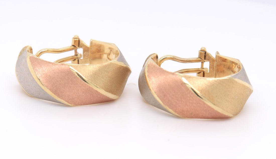 14kt Tri Color Gold Hoop Earrings (1 of 5)