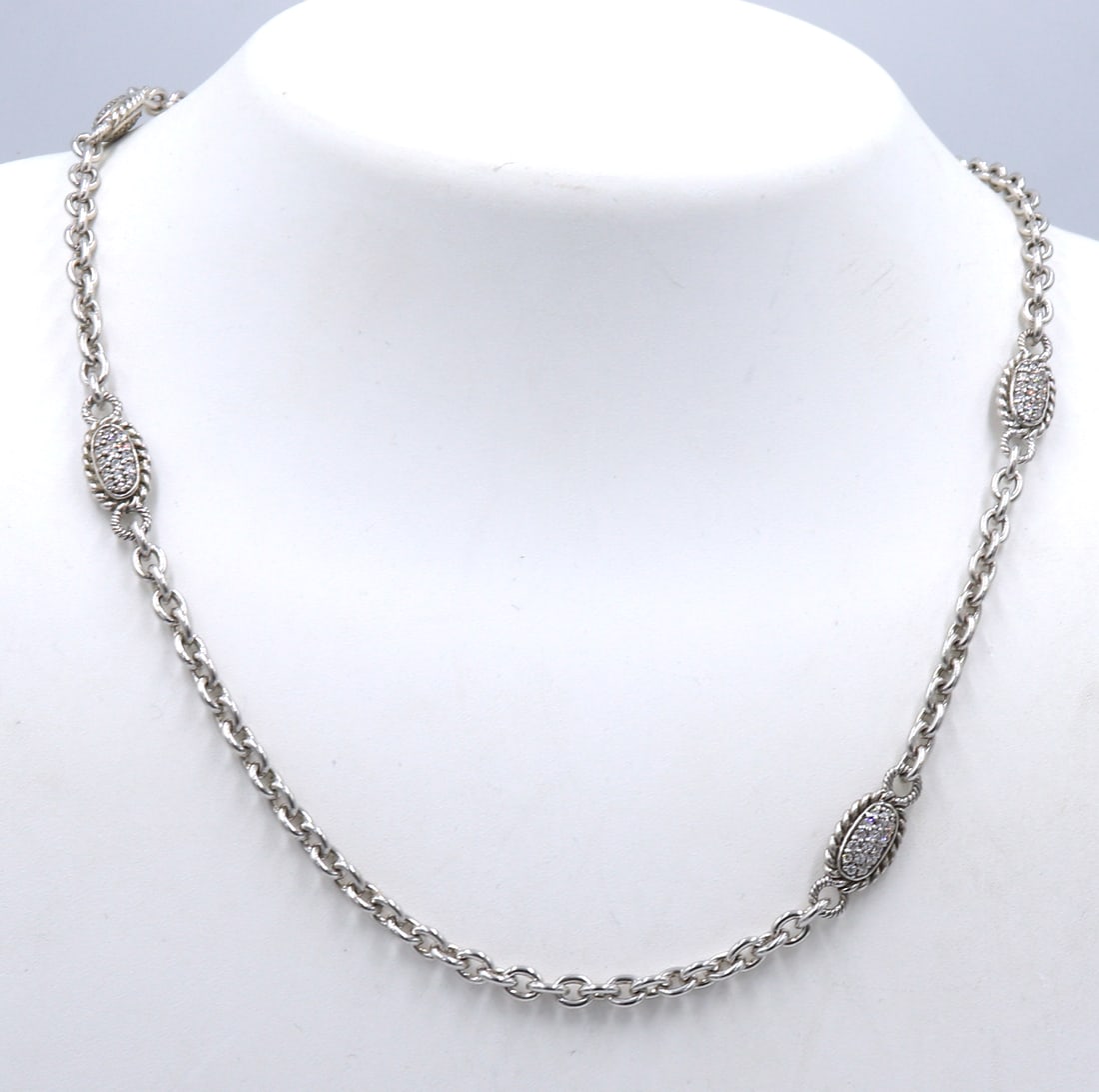 925 Sterling silver Judith Ripka Cubic Zirconia link necklace: 925 Sterling silver Judith Ripka Cubic Zirconia link 18 inches necklace. Total weight of necklace 21 grams.