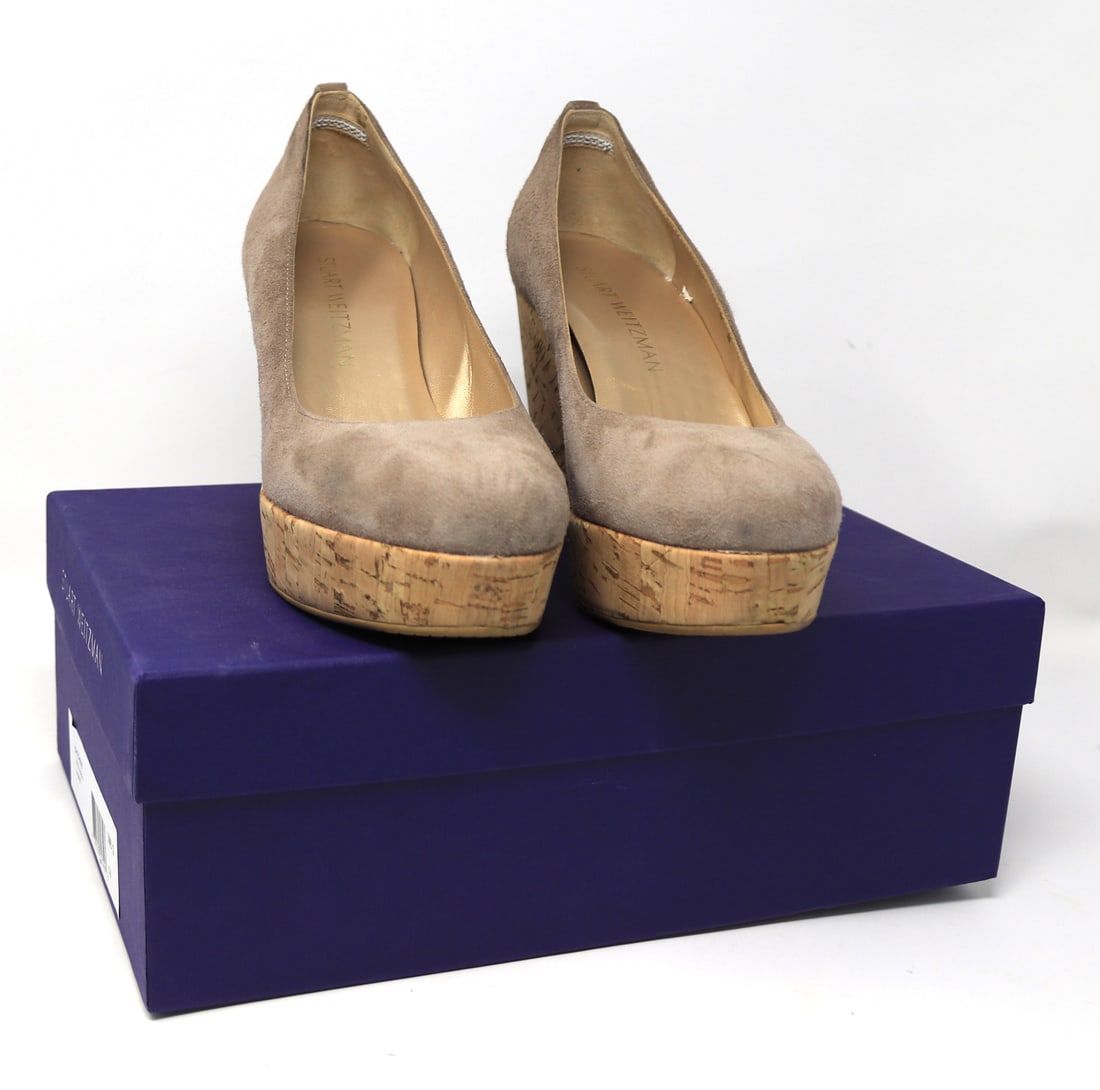 Stauart Weitzman Dutchess Cork wedge: Stauart Weitzman Dutchess Cork wedge. Color Hazsue. Size 6B-36. Comes with box and dust bag.