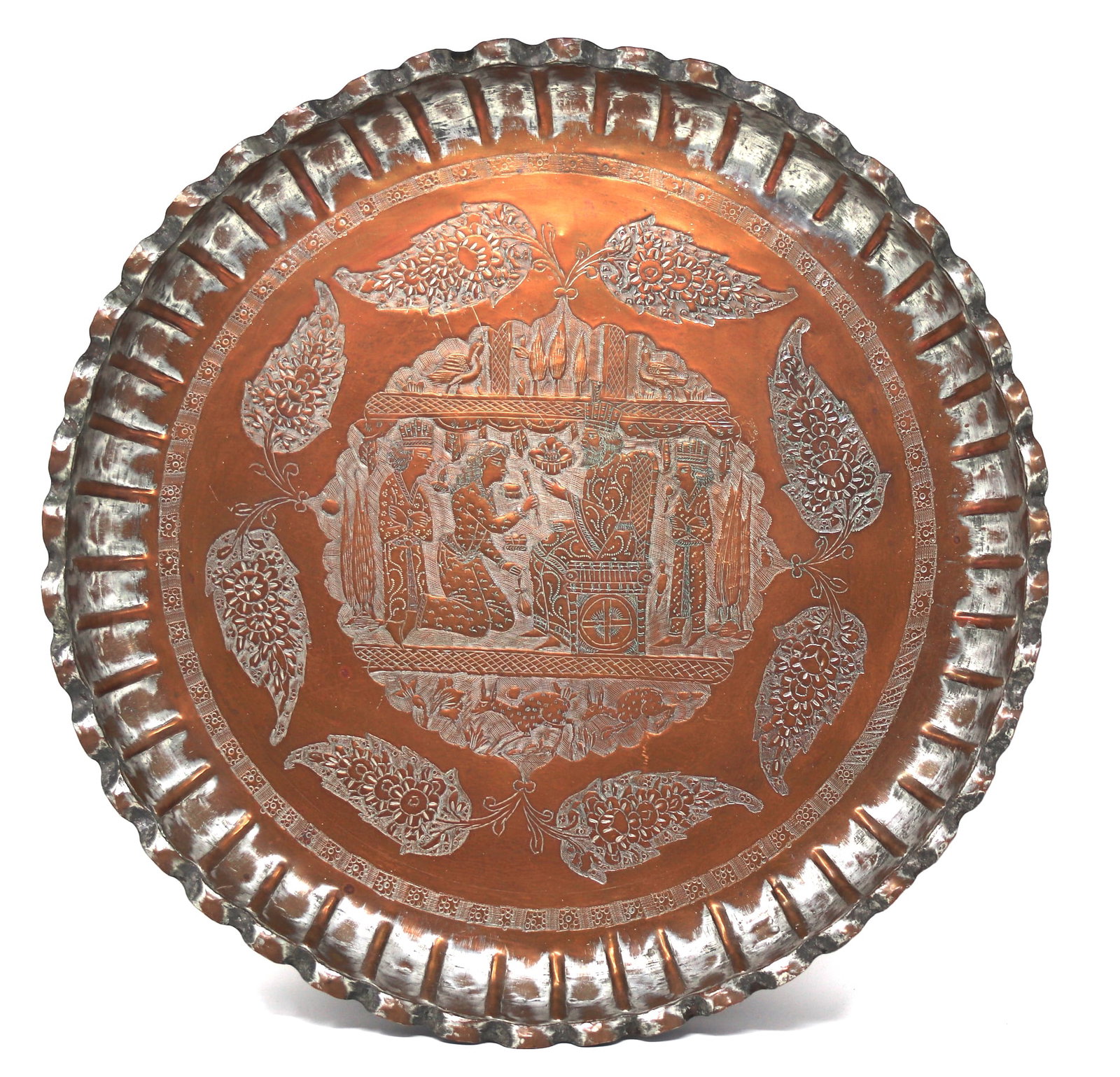 Collectable round copper handmade tray (1 of 5)