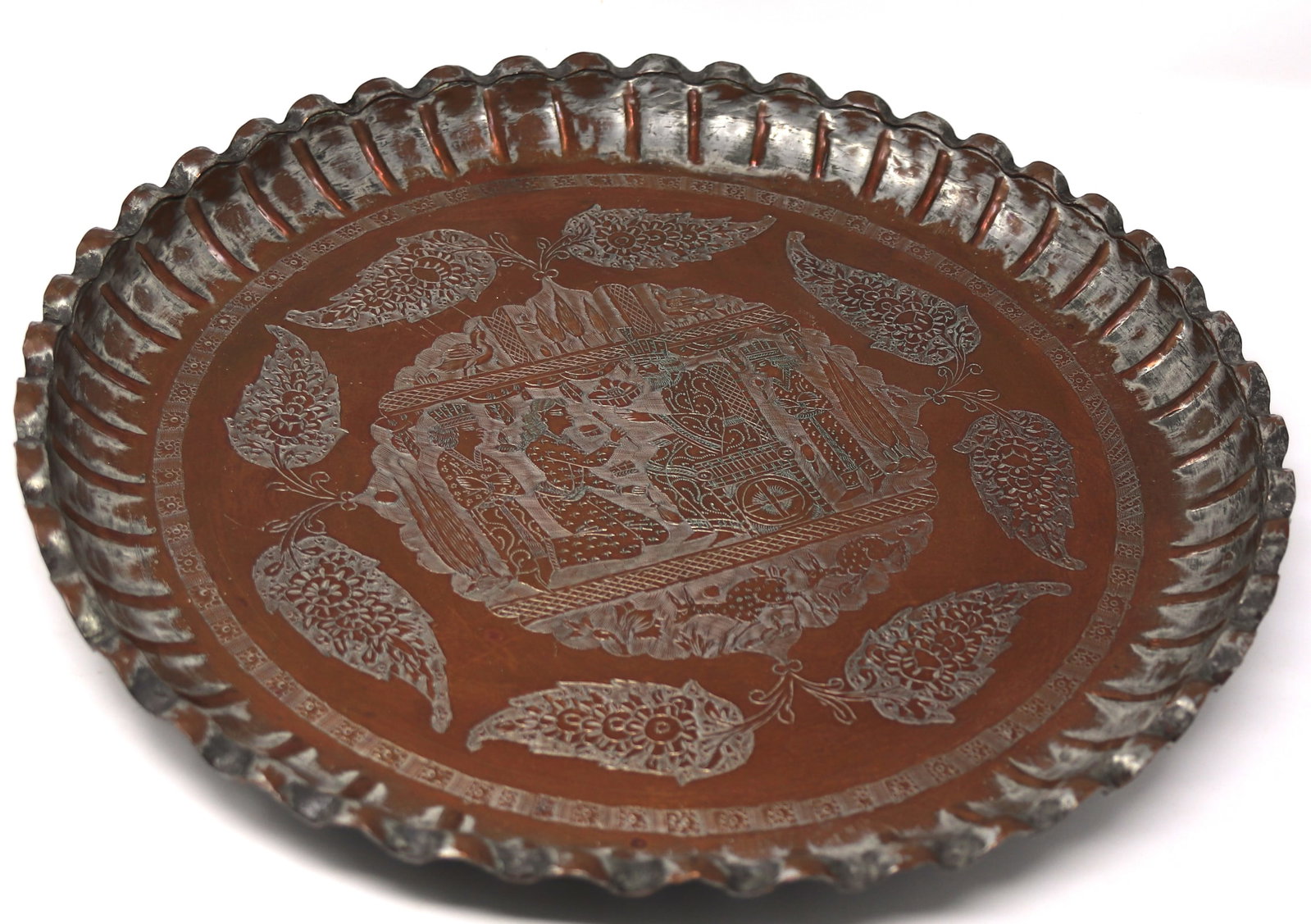 Collectable round copper handmade tray - 5