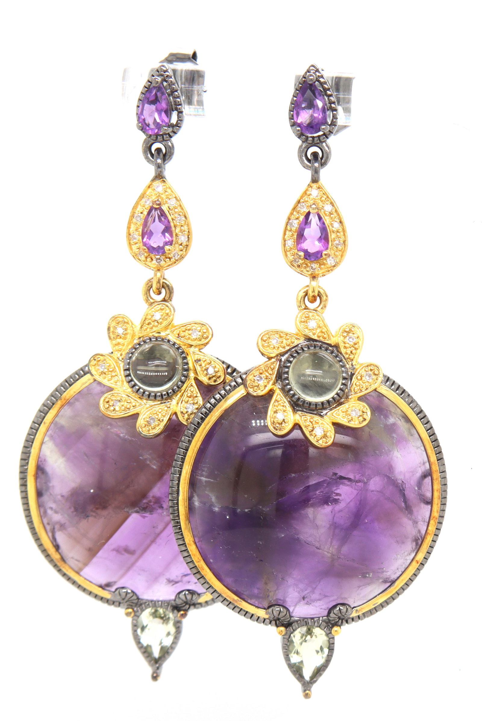 Carlo Viani 925 sterling silver Amethyst dangle earrings: Carlo Viani 925 sterling silver Amethyst dangle earrings. Total weight of earrings is 19.9 grams.