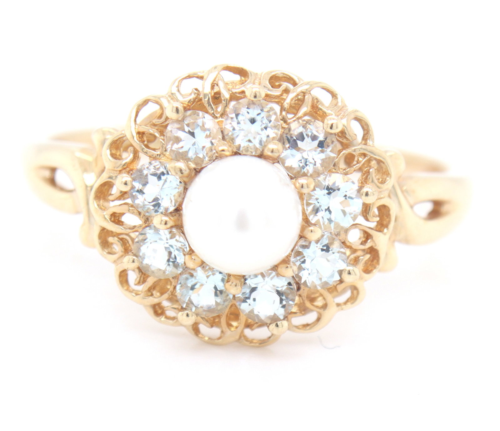 14kt Yellow gold pearl and amethyst ring (1 of 4)