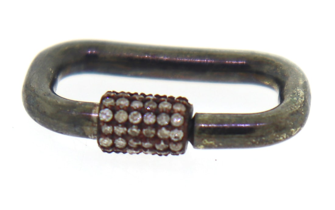 Edgy Oxidized Sterling Silver & Rose Diamond Clasp
