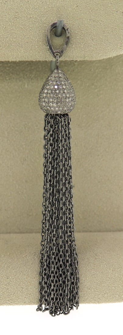 Gorgeous Sterling Silver Diamond Tassel Pendant (1 of 5)
