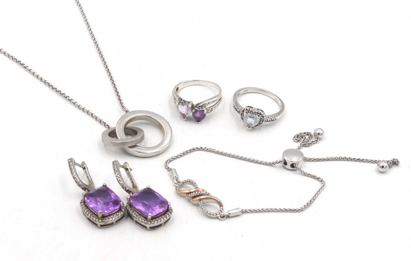 Group lot of Vintage 925 sterling silver miscellaneous jewelry (1 of 8)