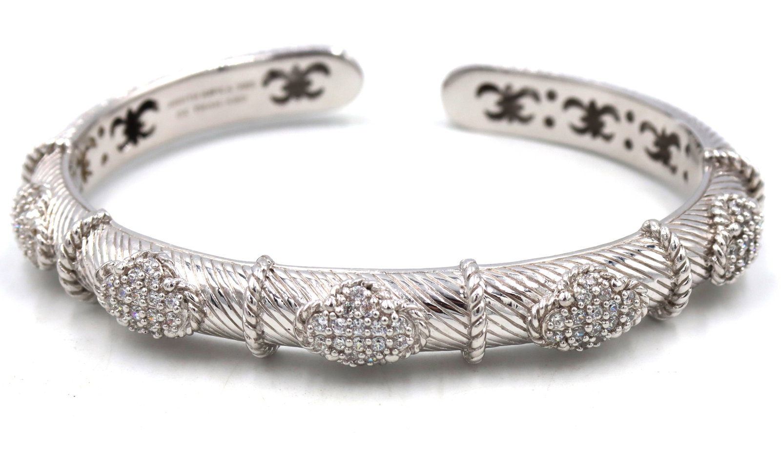 Judith Ripka CZ station hinged cuff bangle - 3