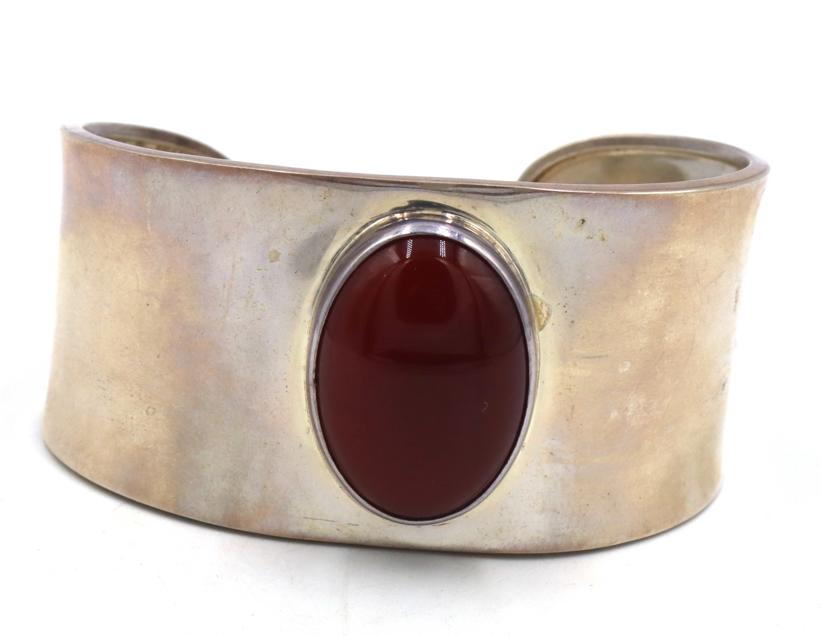 925 Sterling silver Mexico signed coral cuff bangle (1 of 5)