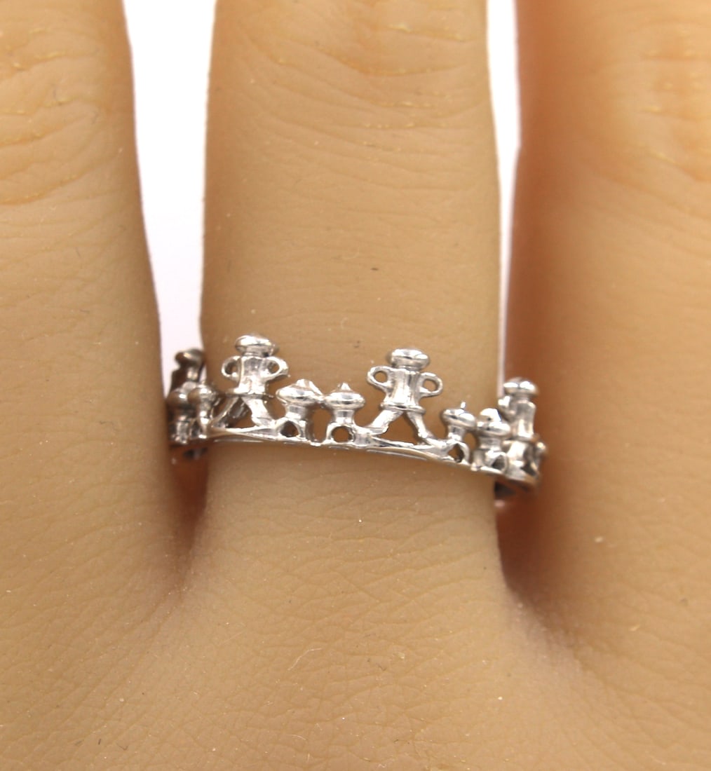 925 Sterling silver Armenta silver crown ring - 2