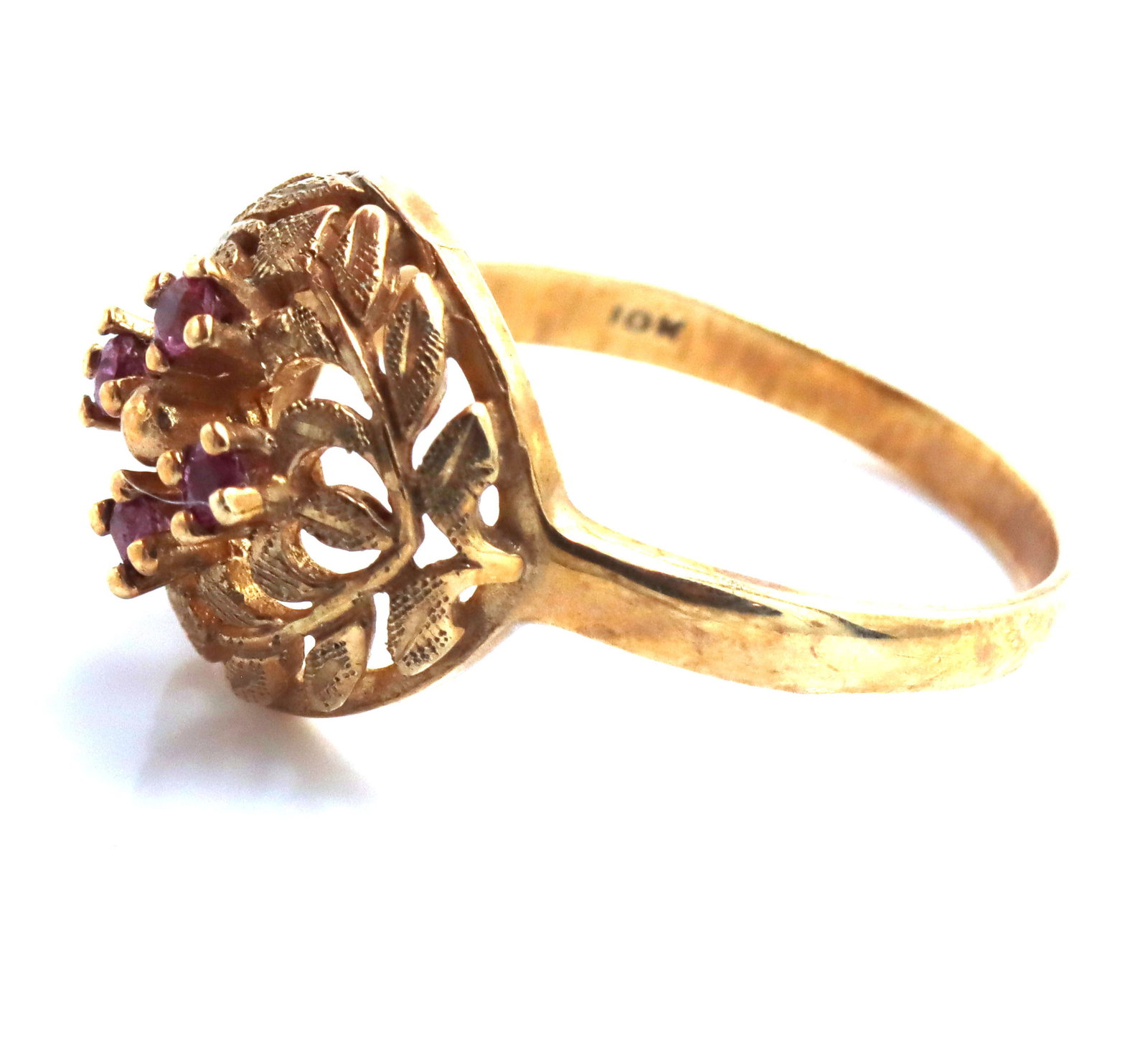 10kt Yellow gold ruby cocktail ring - 3