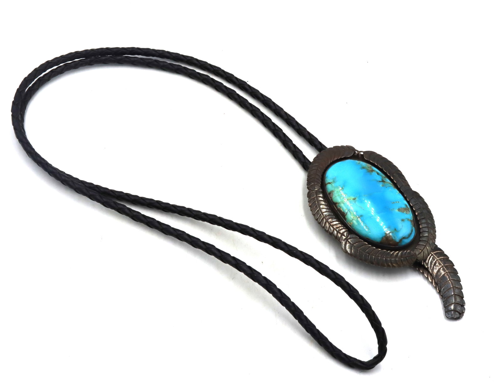 Vintage 925 sterling silver Bennett Pat. Pend signed turquoise Bolo tie: Vintage 925 sterling silver Bennett Pat. Pend signed turquoise Bolo tie.