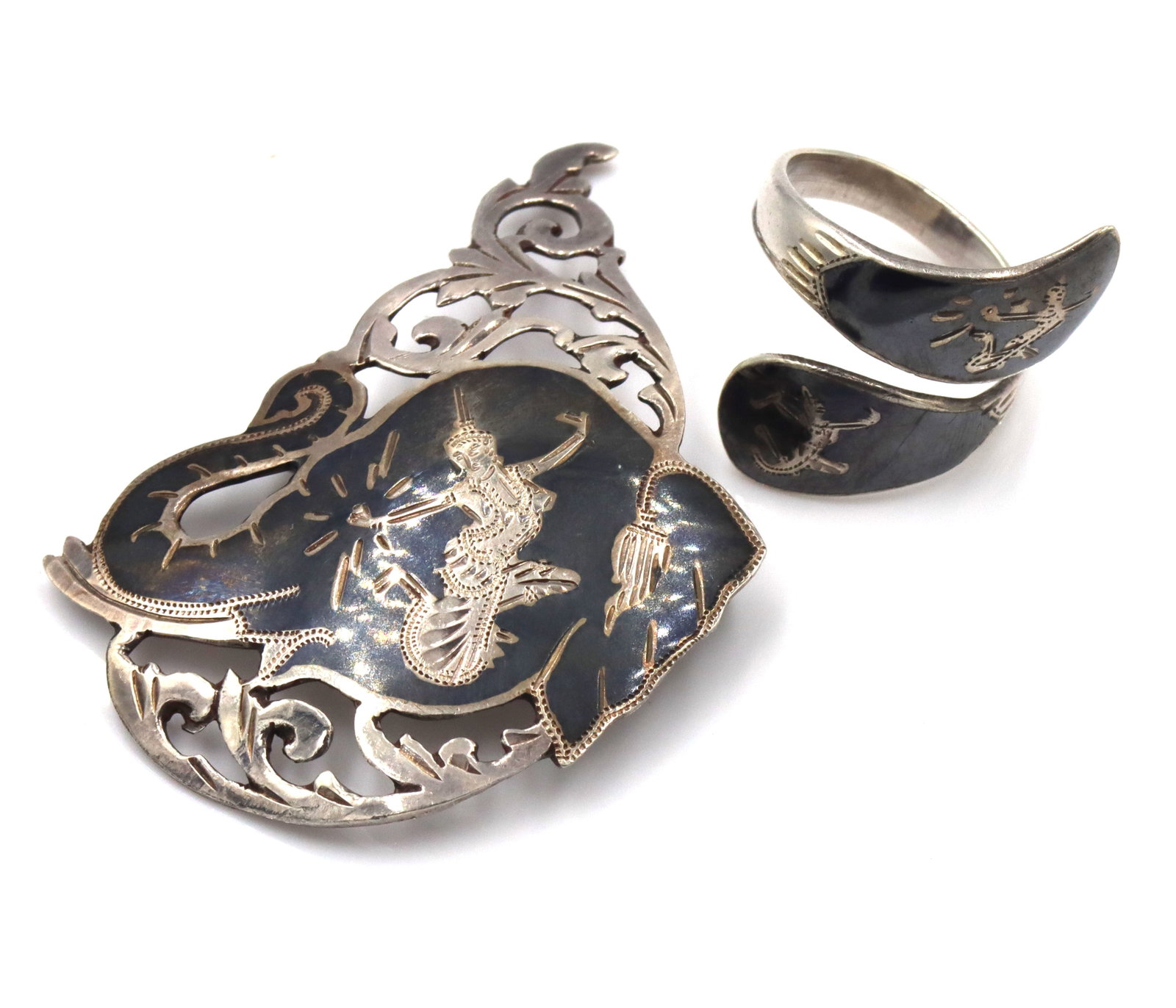 Vintage Siam 925 Sterling silver and Enameled lot of jewelry (1 of 8)