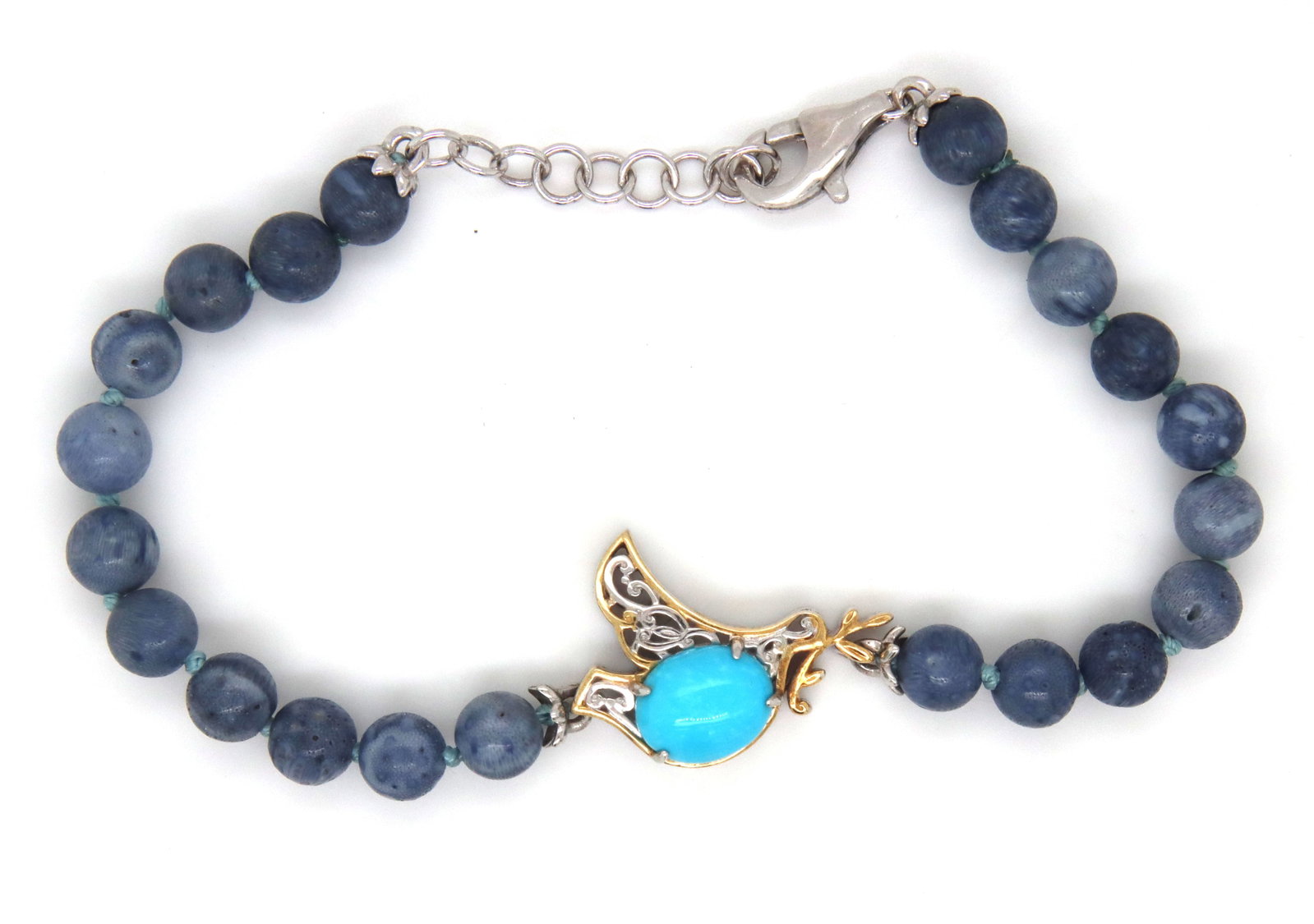 Michael valitutti 925 Sterling Silver Turquoise Bead Bracelet: Michael Valitutti 925 Stereling Silver turquoise Blue Aventurine beads bracelet. 11grams