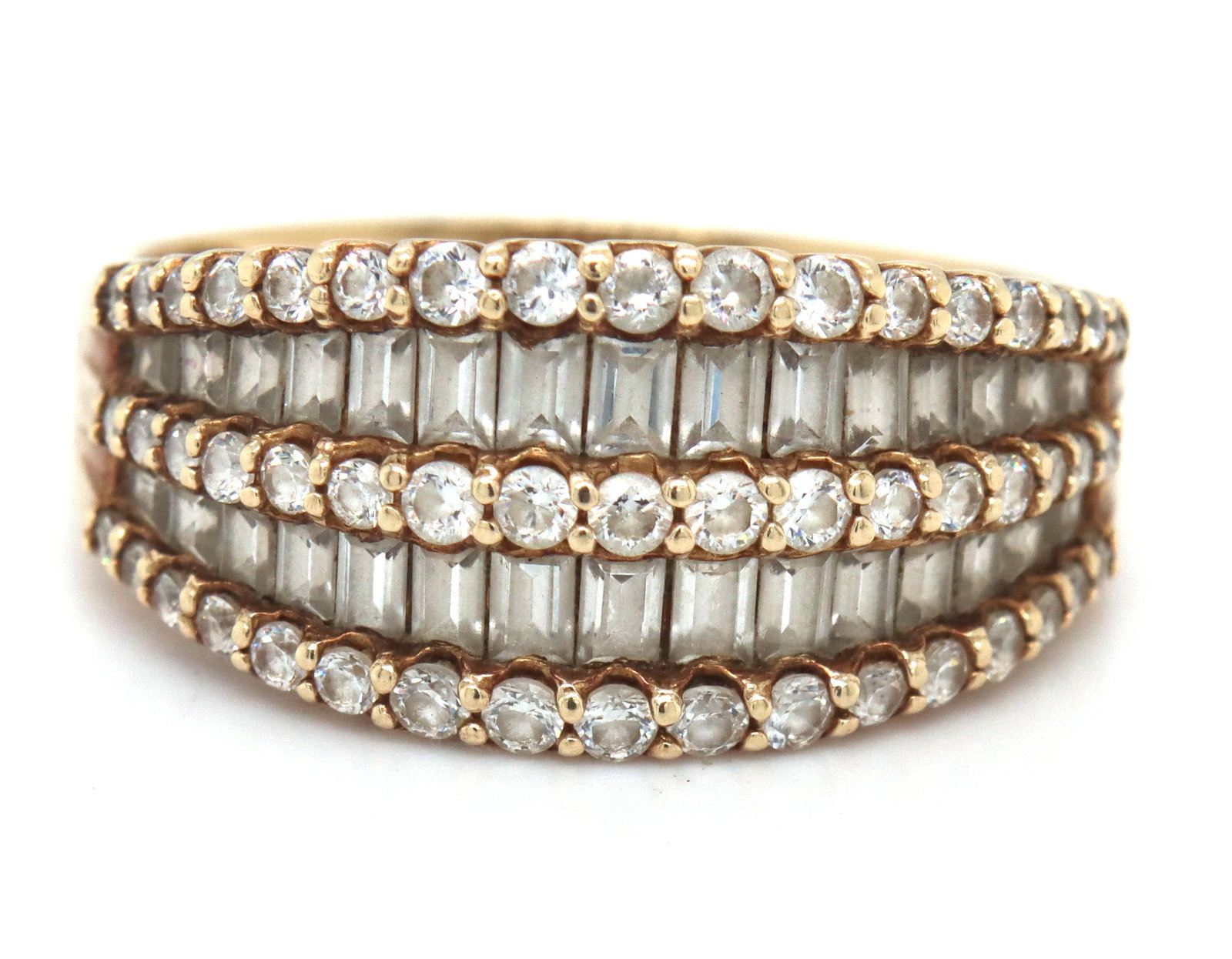 14kt Yellow gold round and emerald cut CZ ring (1 of 4)