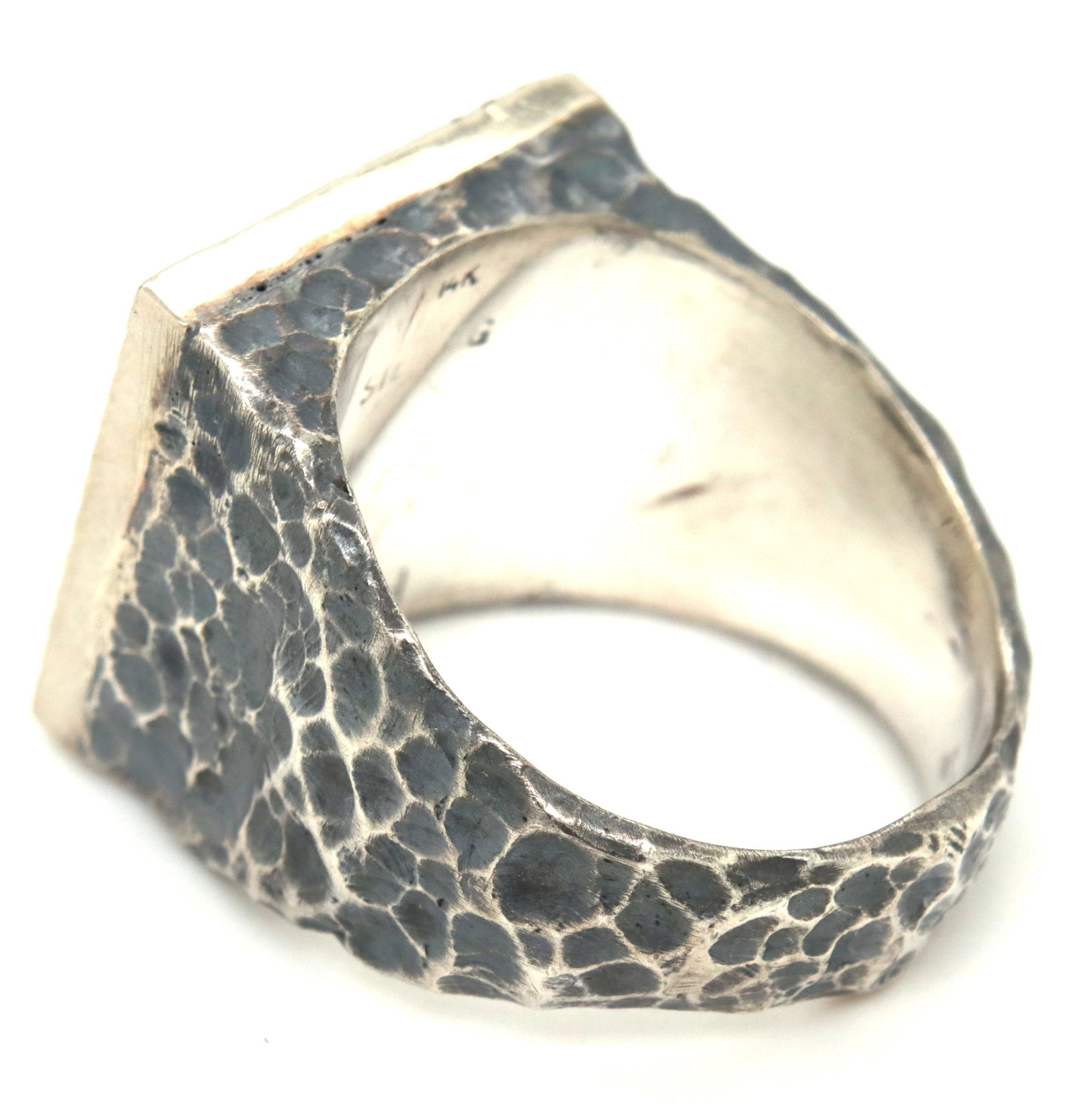 925 Sterling silver Hammered diamond peace ring - 4