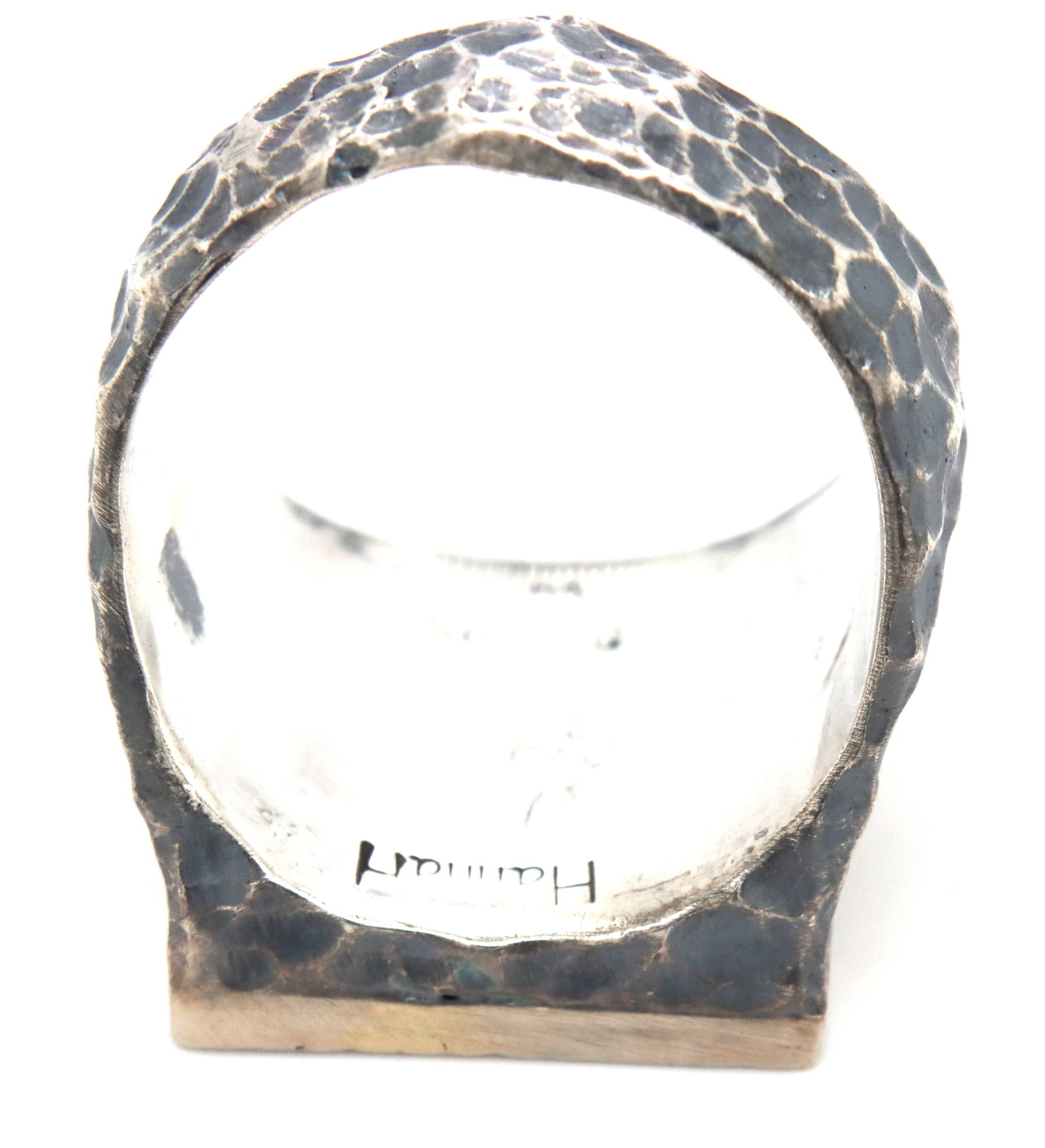 925 Sterling silver Hammered diamond peace ring - 5