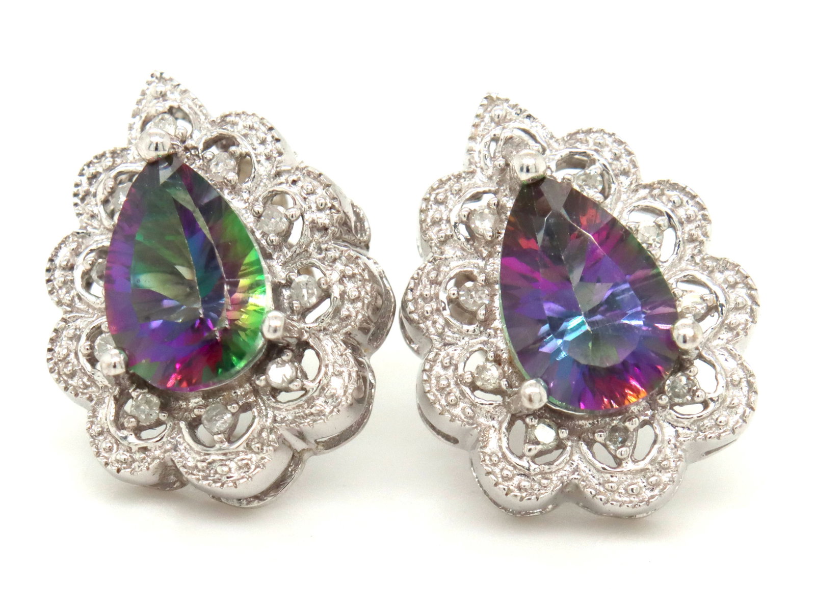 10kt White gold Mystic topaz earrings (1 of 3)