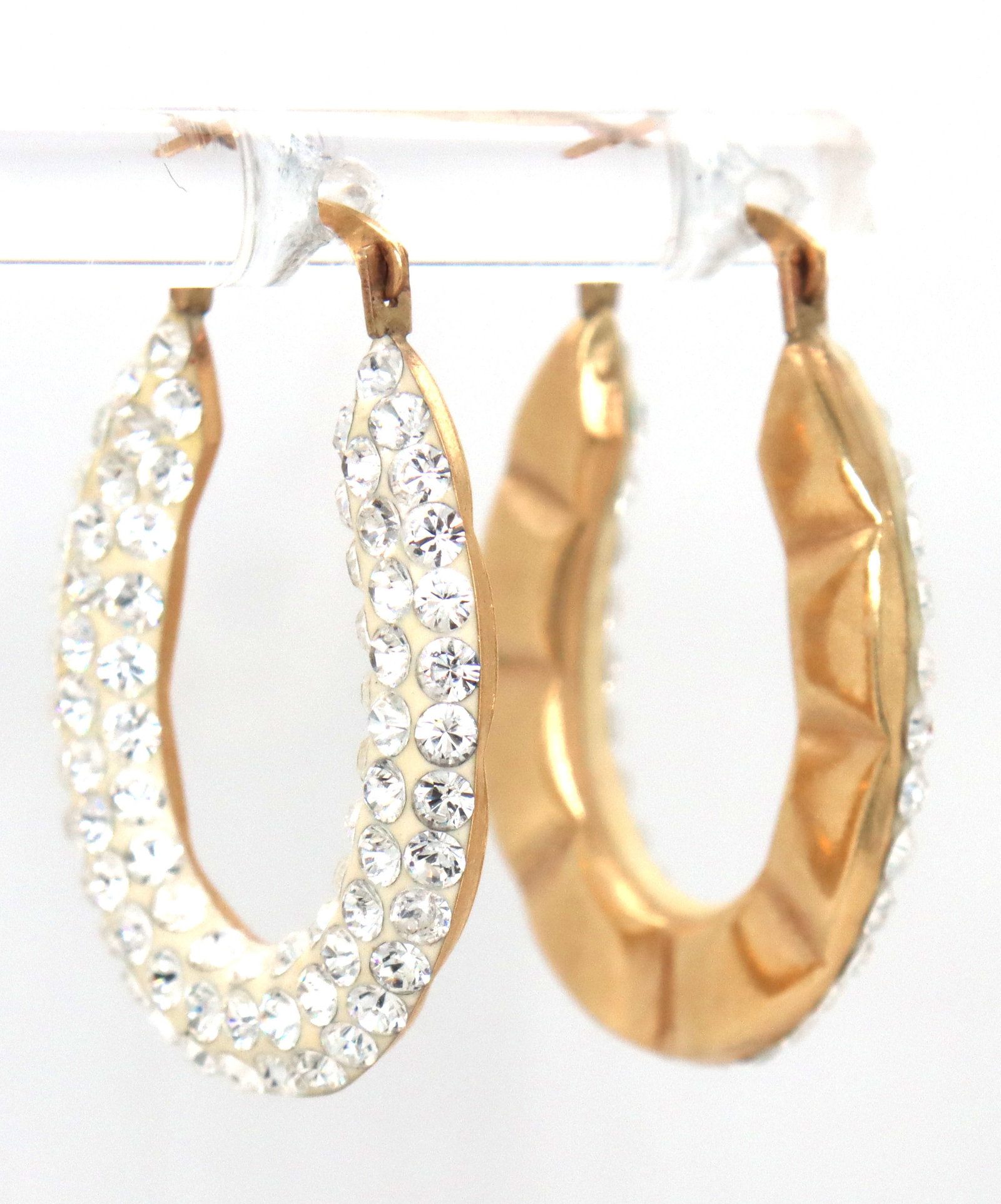 14kt Yellow gold crystal oval earrings (1 of 4)