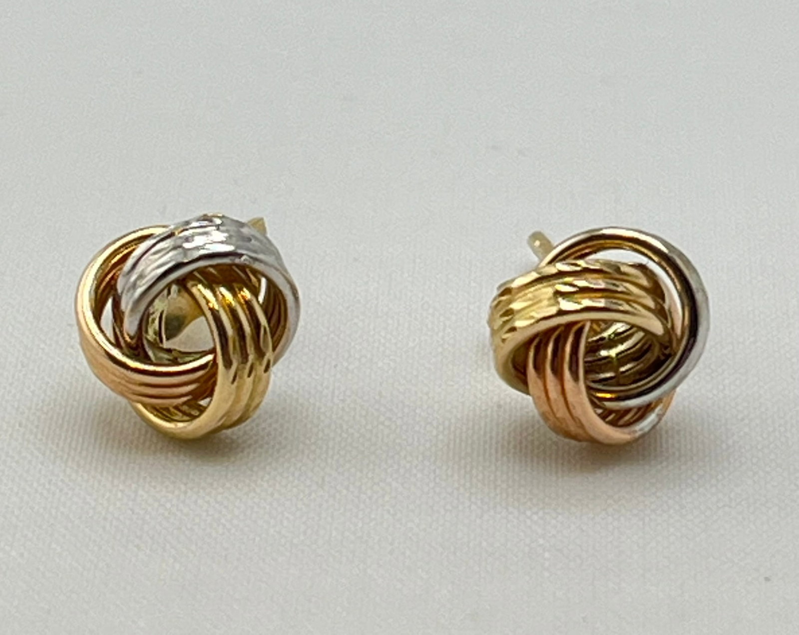 14KT Tri Color Gold Love Knot Stud Earrings (1 of 6)