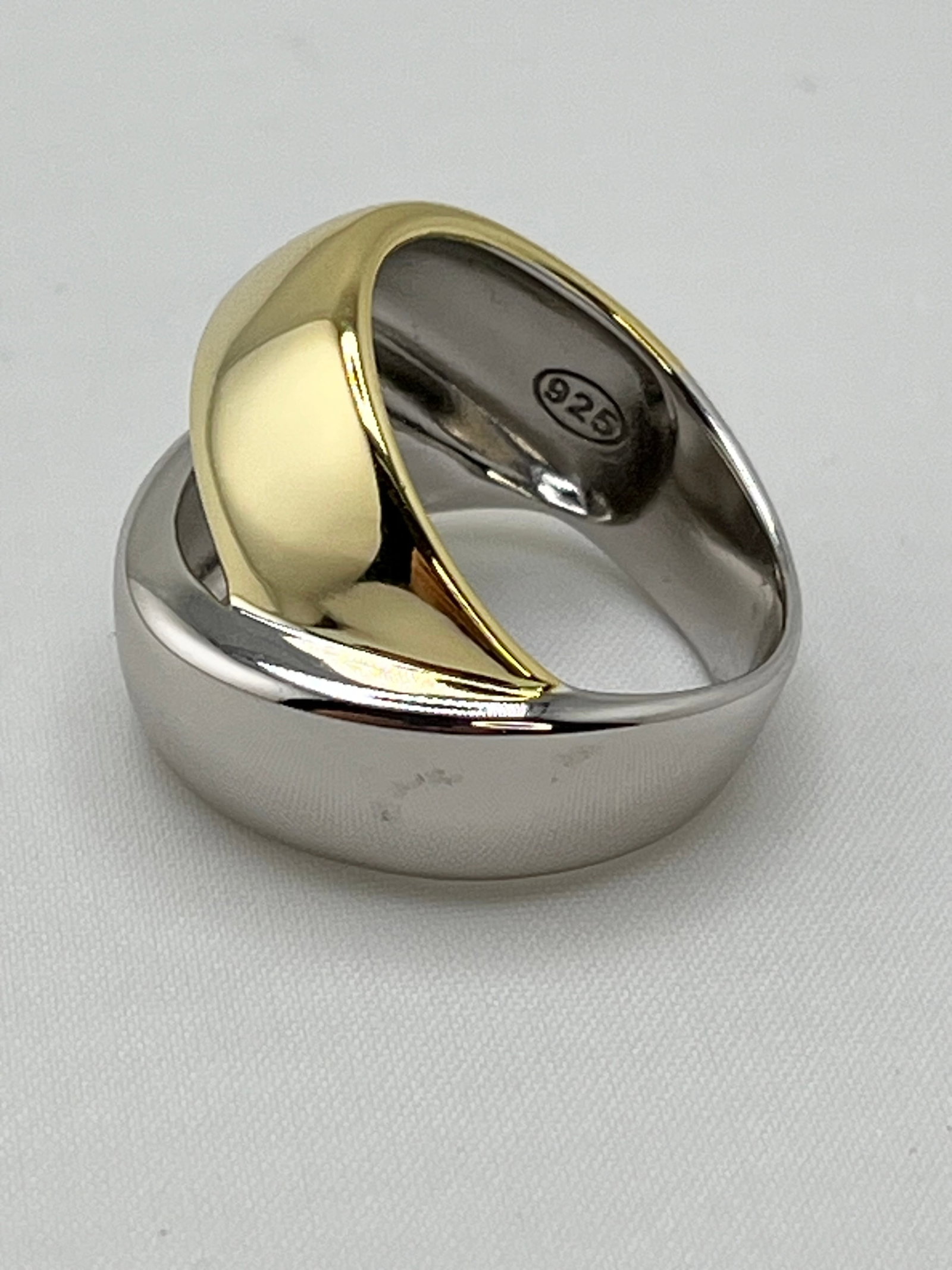 925 Sterling Silver Two Tone Crossover Ring - 4