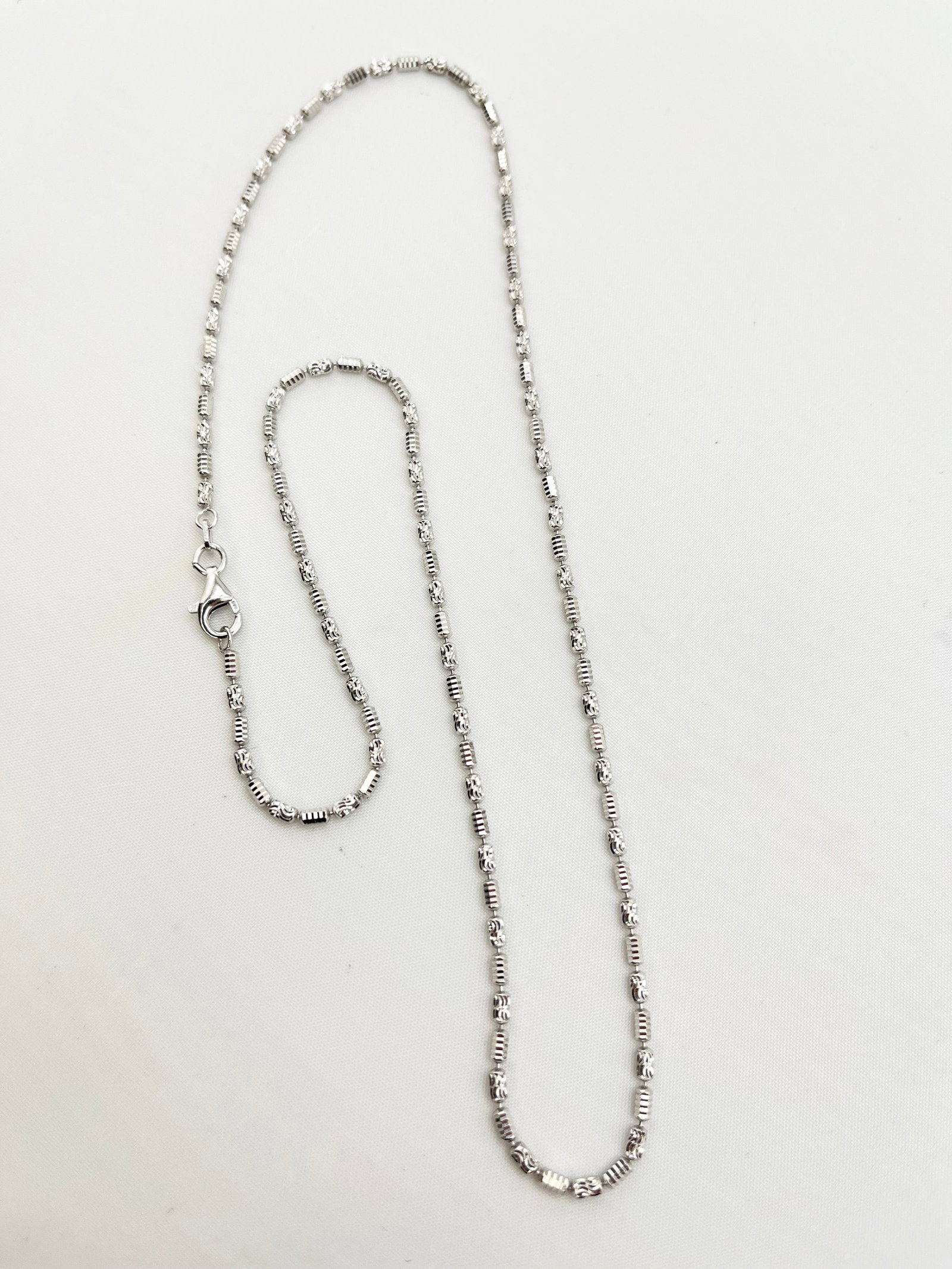 925 Sterling Silver Diamond Cut Barrel Link Chain Necklace (1 of 5)