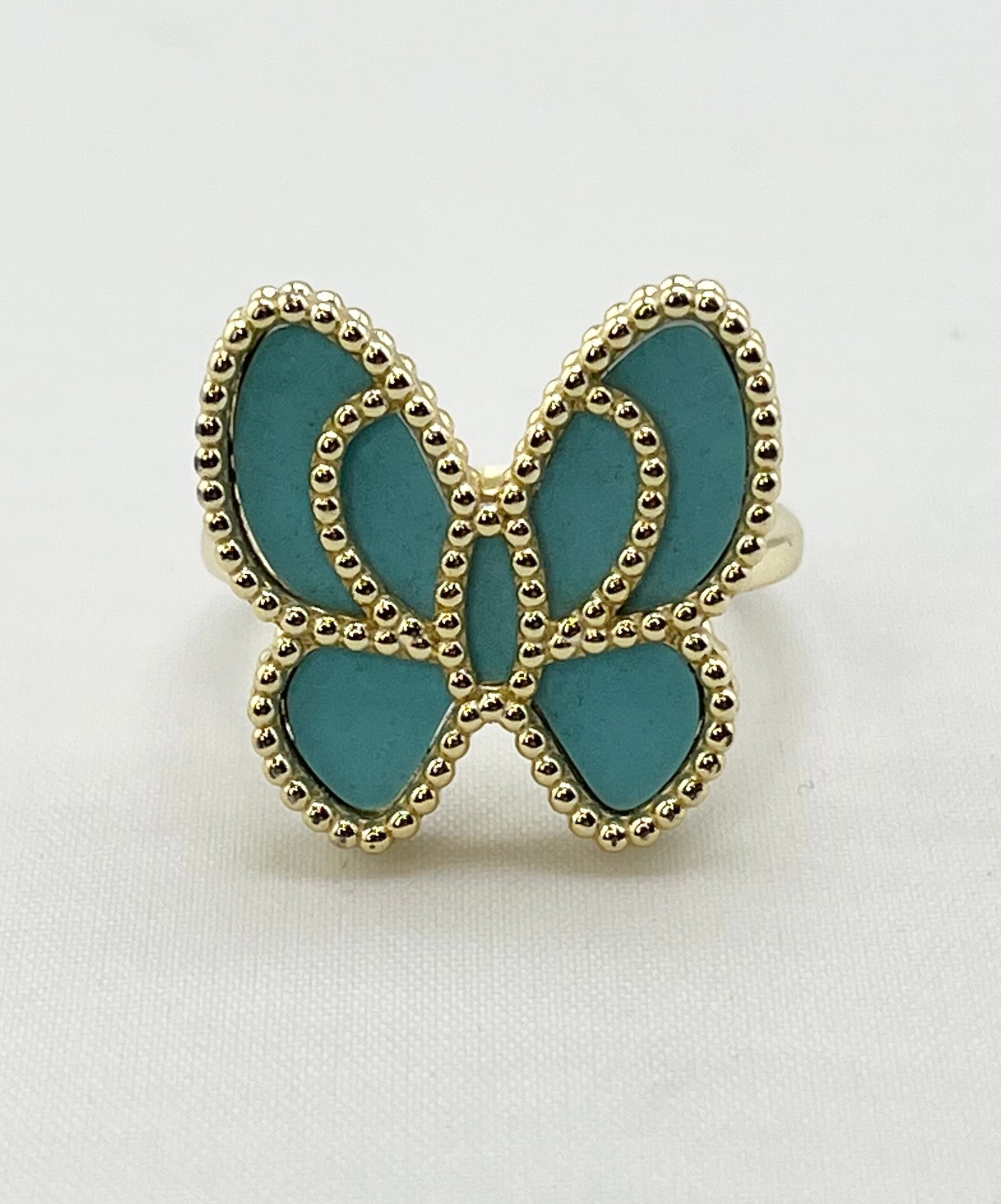 925 Sterling Silver Butterfly Turquoise Color Inlay Ring (1 of 6)