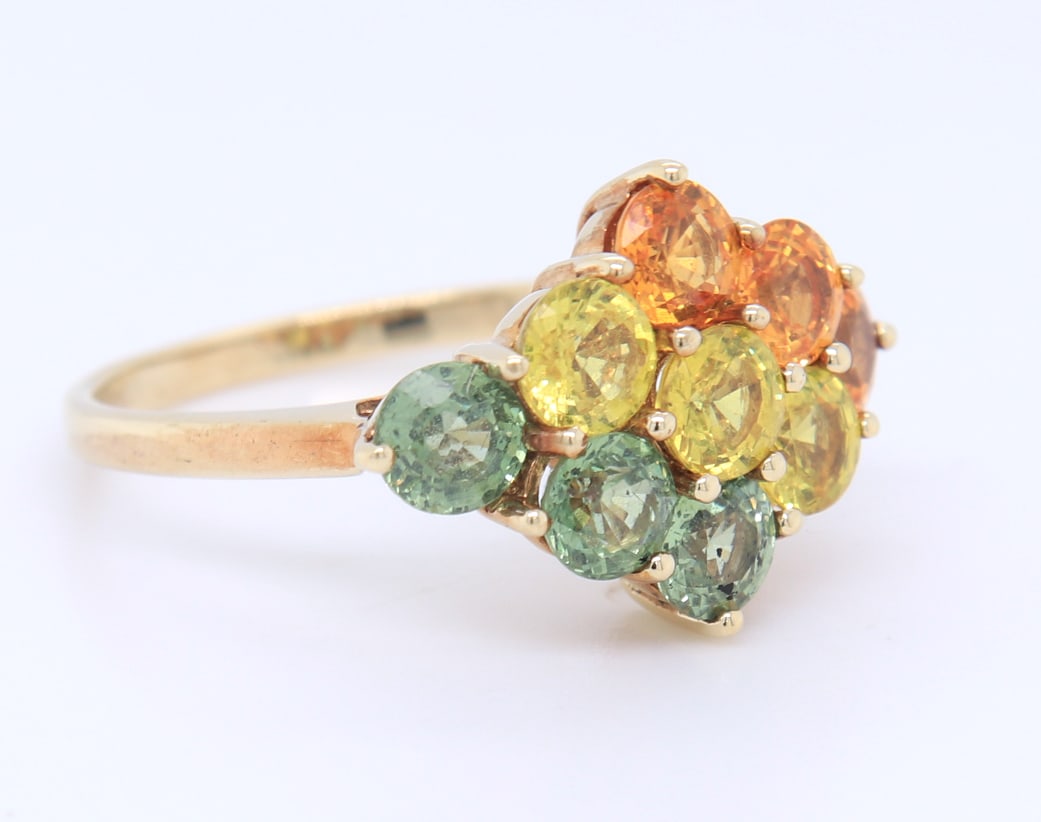 Charming Yellow Gold Multi Color Topaz Ring - 2