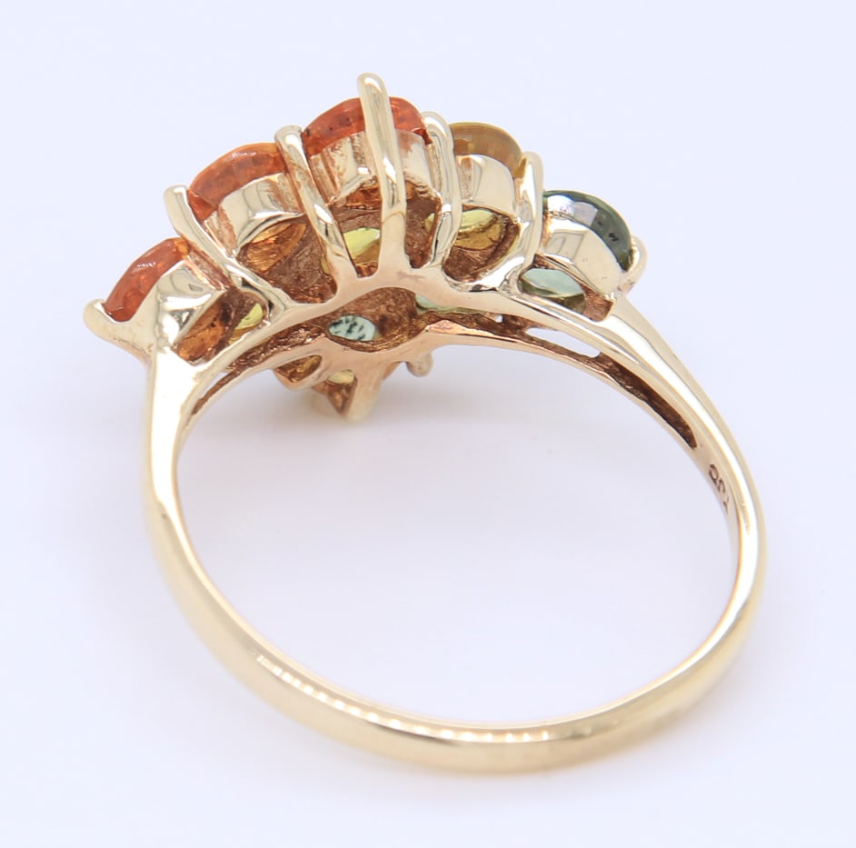 Charming Yellow Gold Multi Color Topaz Ring - 8