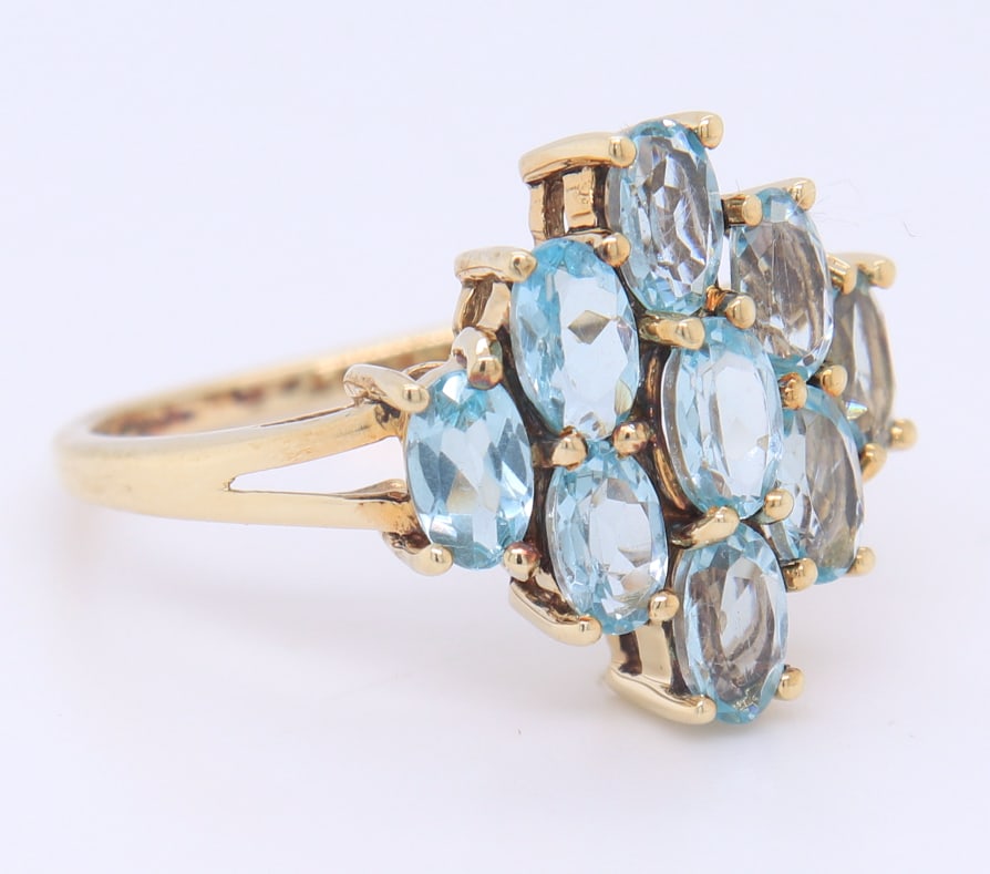 10KT Yellow Gold Blue Topaz Ring - 2