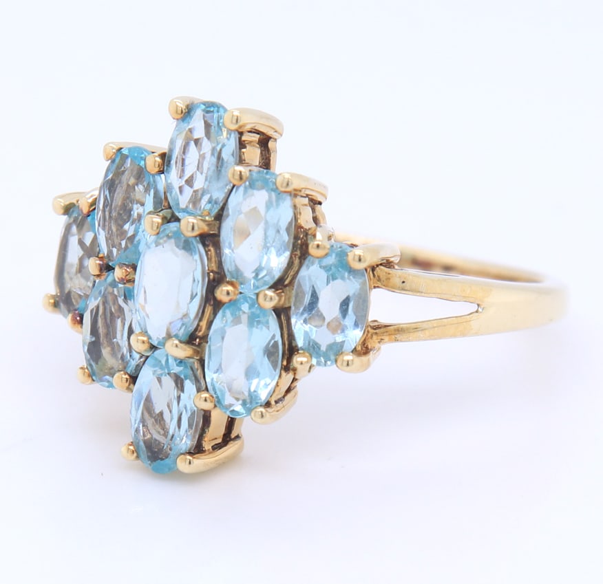10KT Yellow Gold Blue Topaz Ring - 3