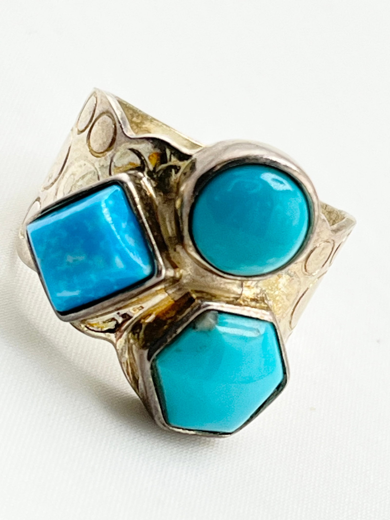 925 Sterling Silver DRT Jay King Geometric Theme Turquoise Ring (1 of 6)