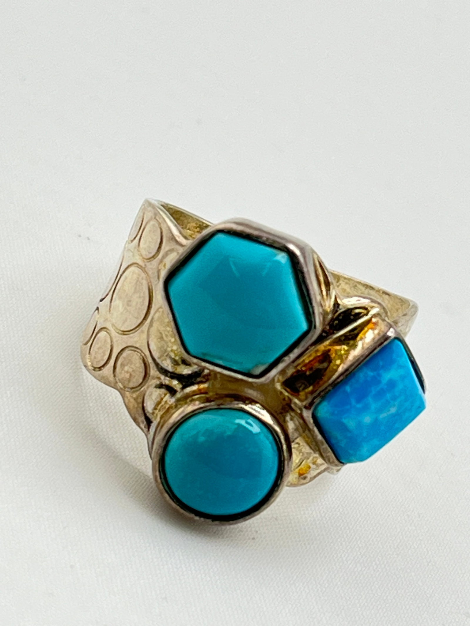 925 Sterling Silver DRT Jay King Geometric Theme Turquoise Ring - 2