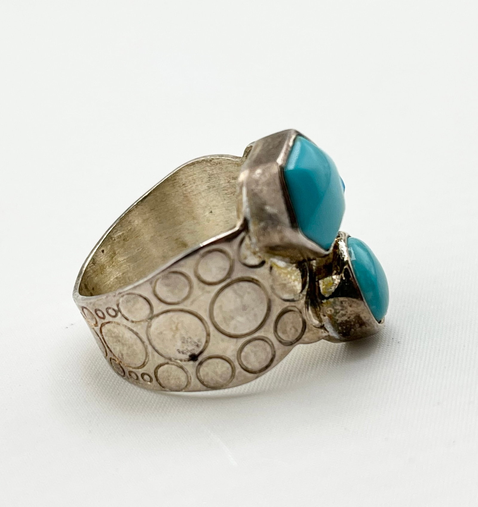 925 Sterling Silver DRT Jay King Geometric Theme Turquoise Ring - 3