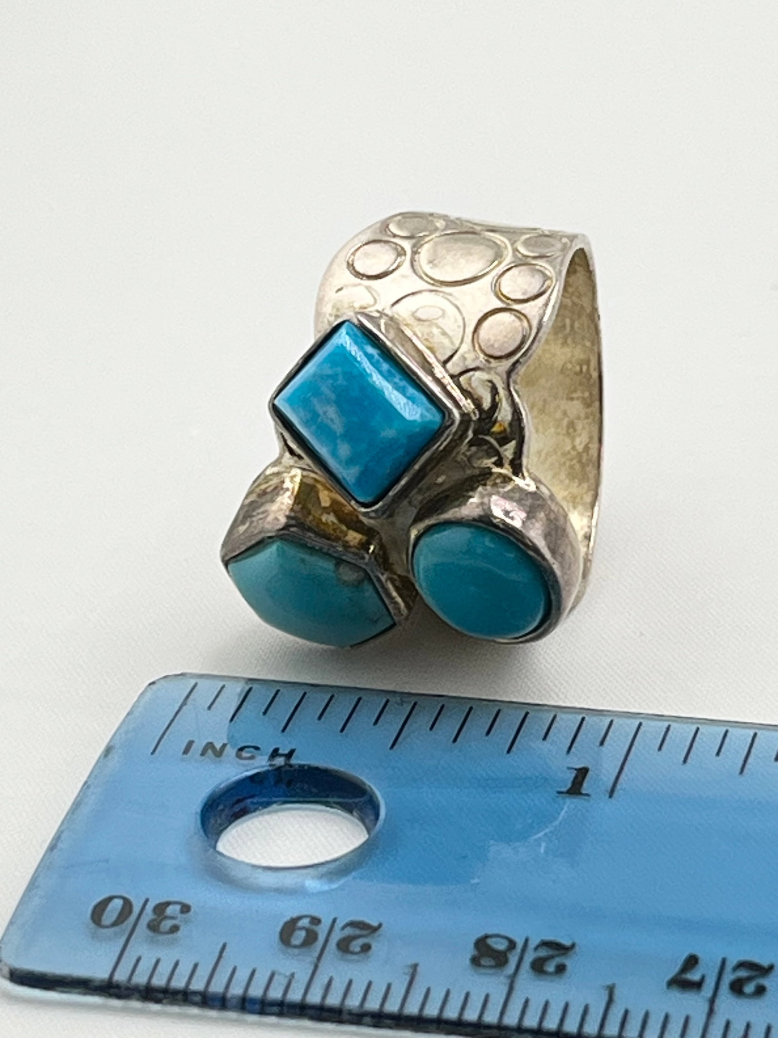 925 Sterling Silver DRT Jay King Geometric Theme Turquoise Ring - 6