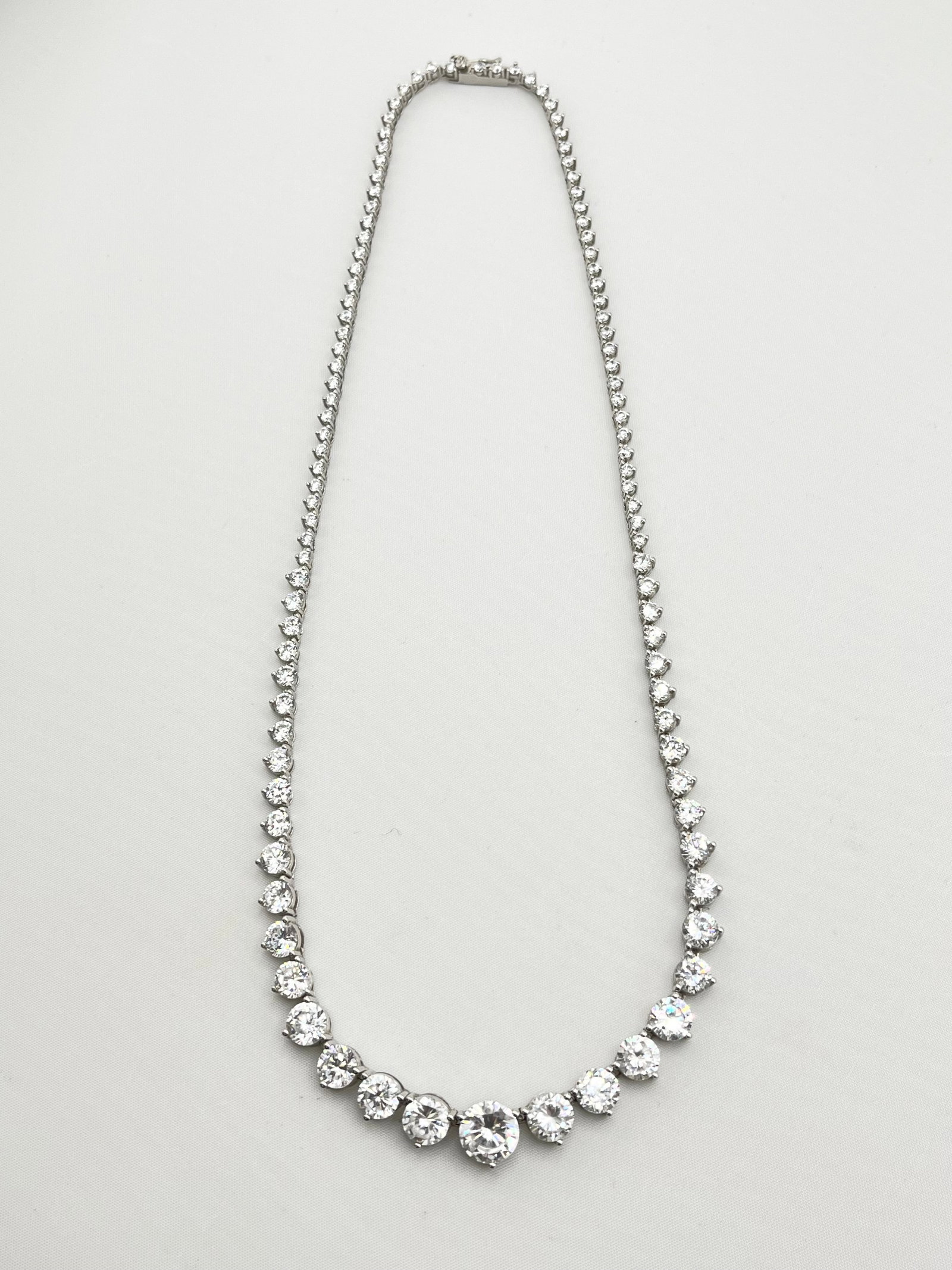 925 Sterling Silver Gratuated Tennis CZ Necklace (1 of 7)
