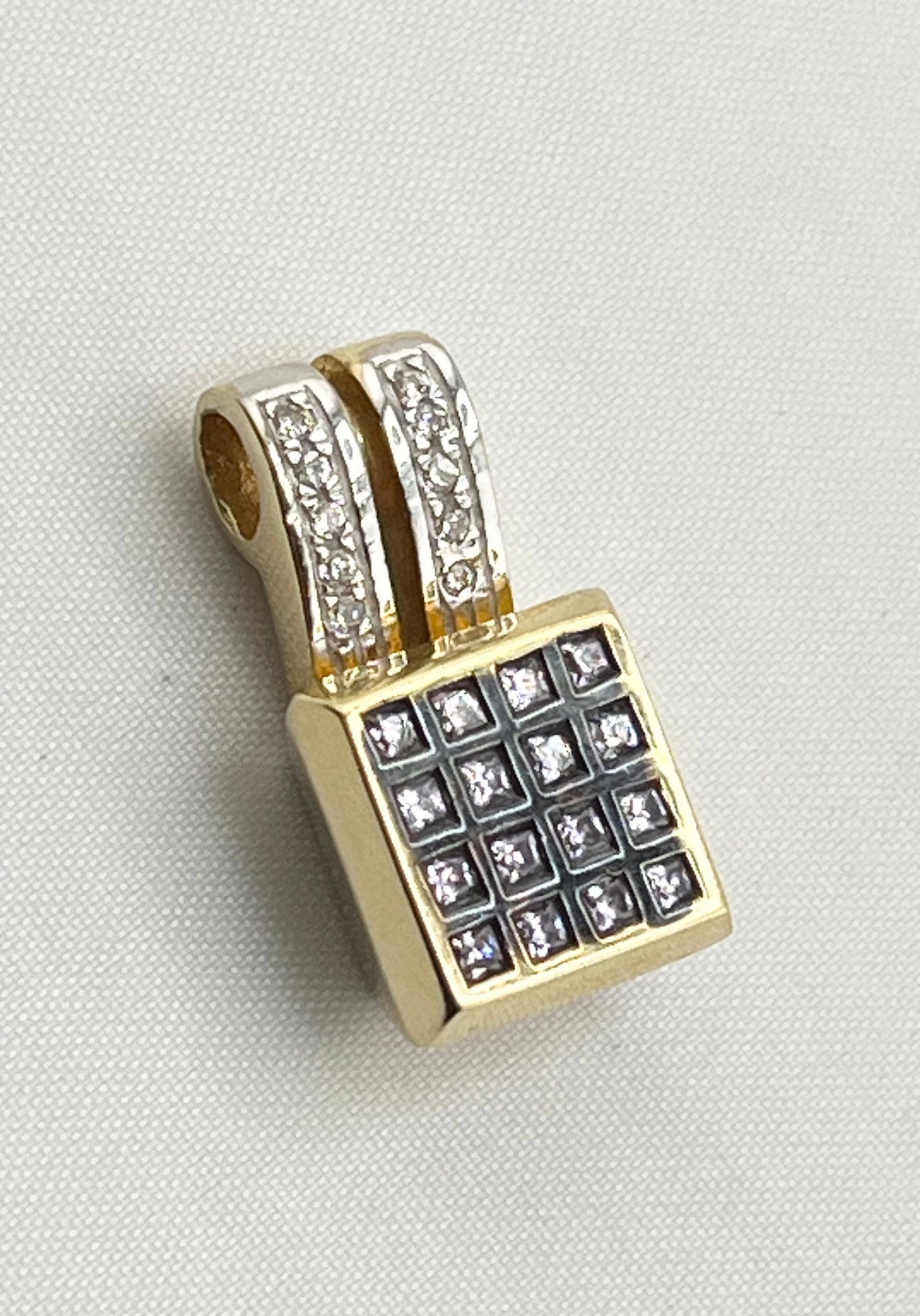 14KT Rose Gold Square Le Vian Amethyst And Diamond Pendant: 14KT Rose Gold Le Vian Square Diamond And Amethyst Pendant. 6.5 grams