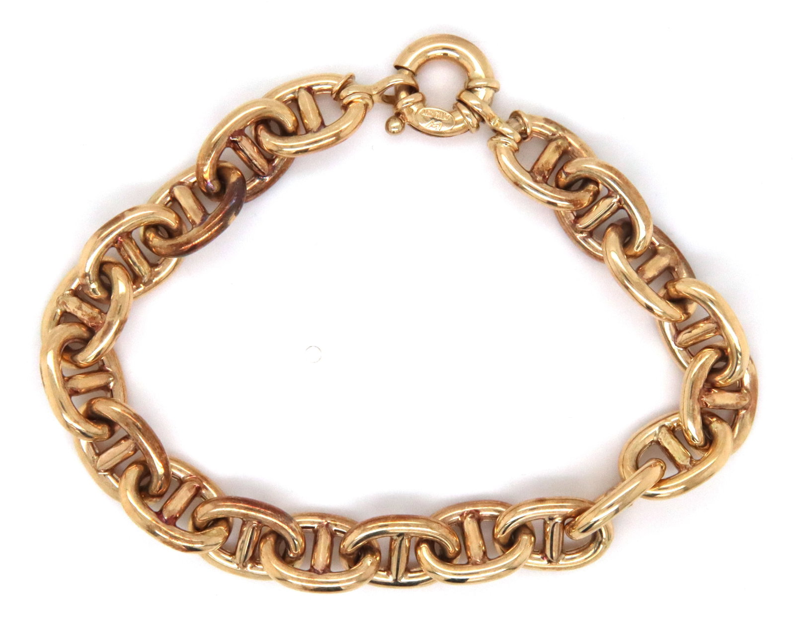 Italian 14kt Yellow gold Mariner link chain bracelet (1 of 5)