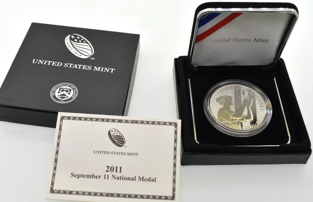 2011 September 11 National Medal ? With Original Box & COA: Commemorate the heroism and remembrance of September 11 with this 2011 National Medal. This medal comes in its original presentation box and includes the Certificate of Authenticity (COA). A meaningfu