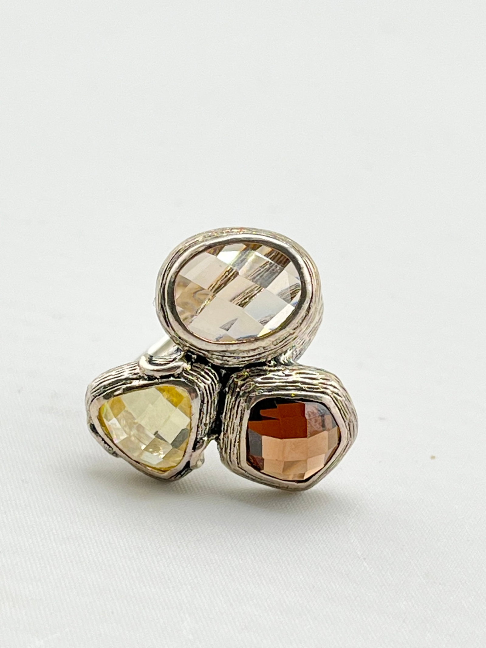 925 Sterling Silver Silpada Harmony Facetyed CZ Glass Ring (1 of 6)