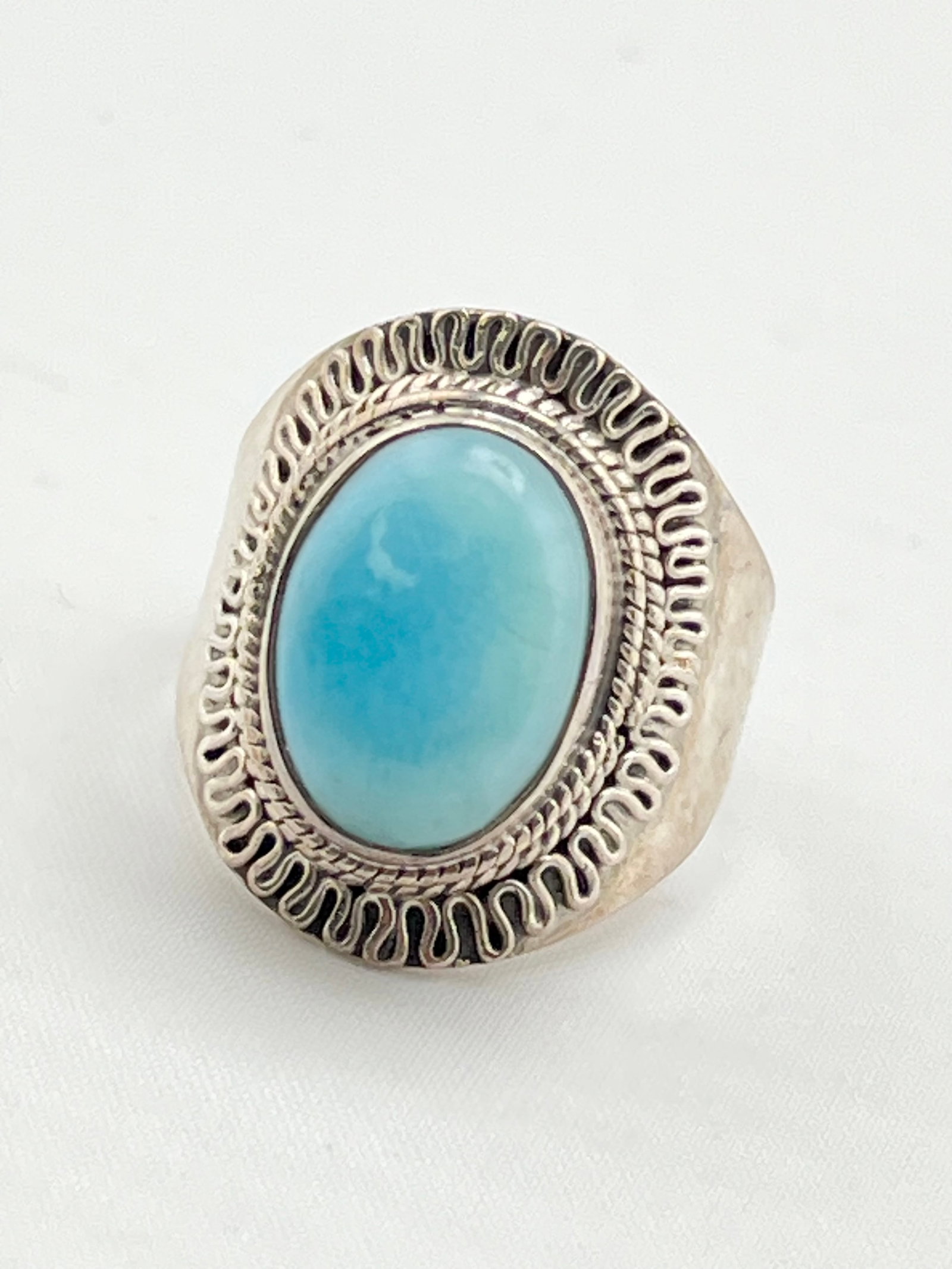 925 Sterling Silver Vintage Native Amewrican Style Blue Larimar Ring (1 of 6)